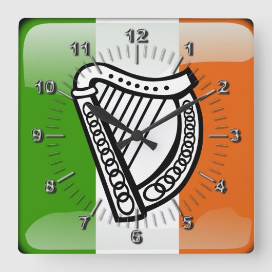 アイルランドの光沢のある旗 スクエア壁時計 (正面)