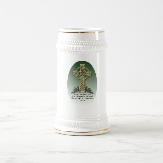 アイルランドの初期ユダヤ人のクリスマスの陶磁器ビールステイン ビールジョッキ (中央)