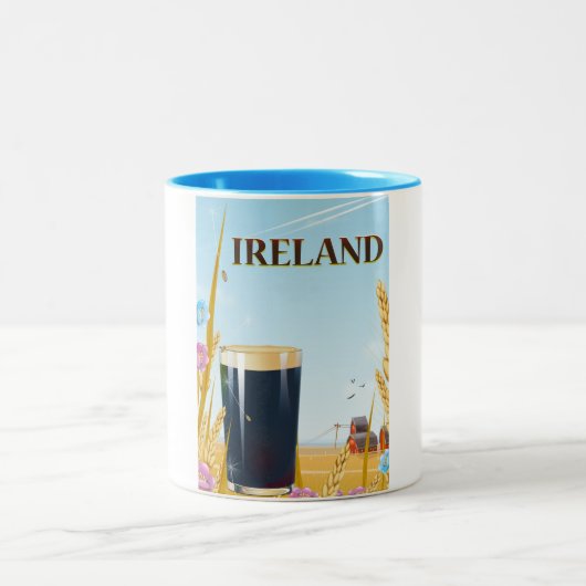 アイルランドの印刷の景観旅行ポスター ツートーンマグカップ (中央)