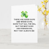 アイルランドの友情の乾杯 4枚の葉のクローバー セントパトリックの日 カード (黄色い花)