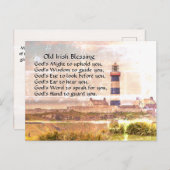 アイルランドの古い祝福、 アイルランドの海岸にある灯台 ポストカード (正面/裏面)