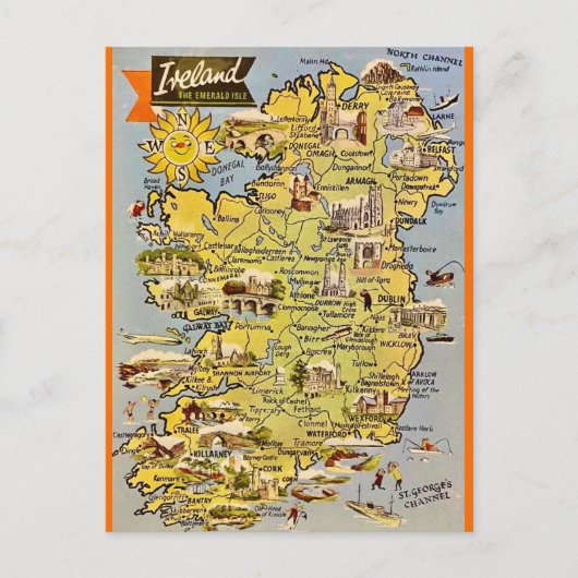 アイルランドの古地図ポストカード ポストカード (正面)