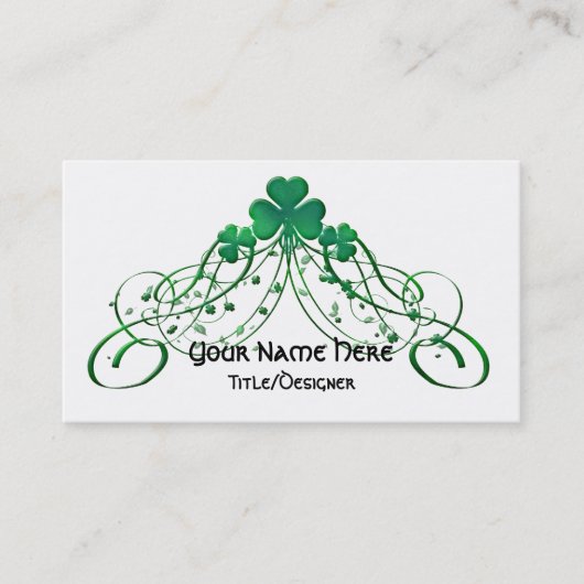 アイルランドの名刺:: アイルランドのクローバー及びつる植物D1 名刺 (正面)