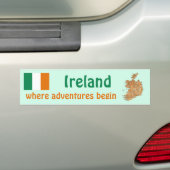アイルランドの国旗と地図ステッカー バンパーステッカー (車上)