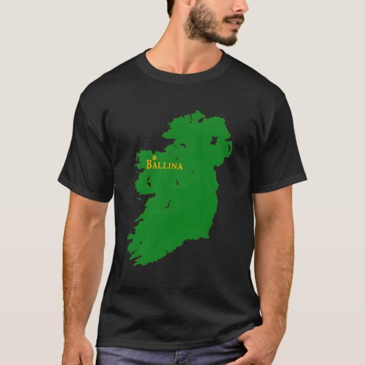 アイルランドの地図とバリナ・アイルランド Tシャツ (正面)