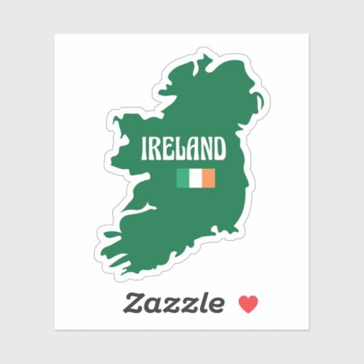 アイルランドの地図のアウトライン（名前とフラグ） シール (シート)