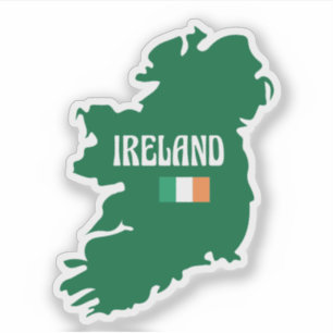 アイルランドの地図のアウトライン(名前とフラグ) シール