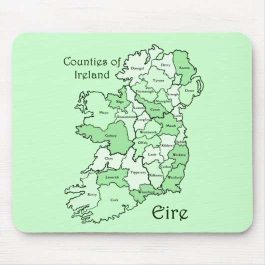 アイルランドの地図の郡 マウスパッド (正面)