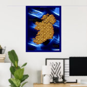 アイルランドの地図アートポスター ポスター (ホームオフィス)