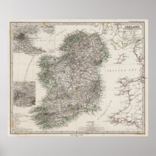 アイルランドの地図バイスティエラー ポスター