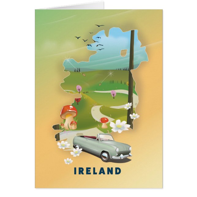 アイルランドの地図ヴィンテージ旅行ポスター (正面)