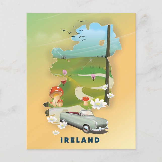 アイルランドの地図ヴィンテージ旅行ポスター (正面)