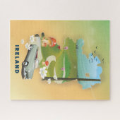 アイルランドの地図ヴィンテージ旅行ポスター ジグソーパズル (横)