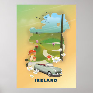 アイルランドの地図ヴィンテージ旅行ポスター ポスター