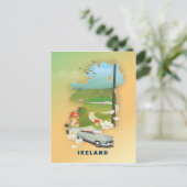 アイルランドの地図ヴィンテージ旅行ポスター ポストカード (スタンド正面)