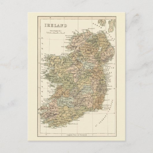 アイルランドの地図1862年結婚式の日付を保存(ワイド) 案内ポストカード (正面)