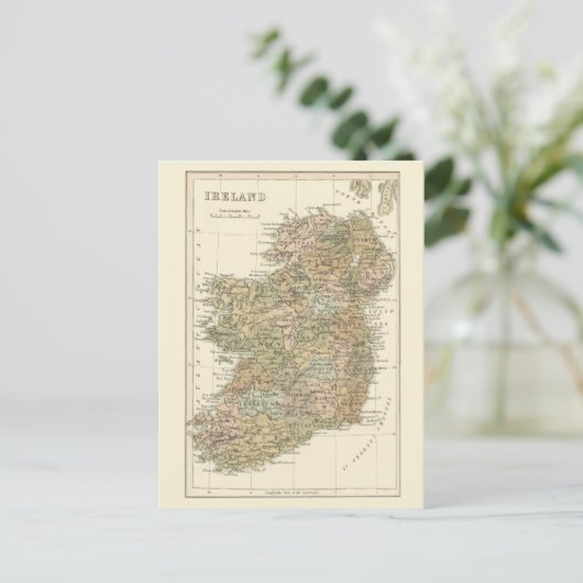 アイルランドの地図1862年結婚式の日付を保存(ワイド) 案内ポストカード (スタンド正面)