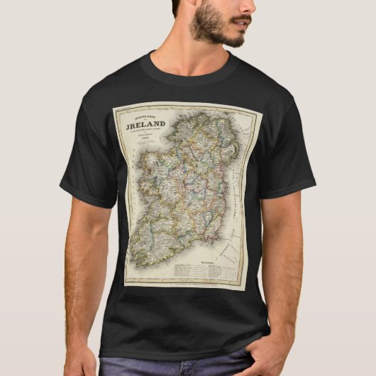アイルランドの地図 – アイリッシュアイレエリン歴史地図 Tシャツ (正面)