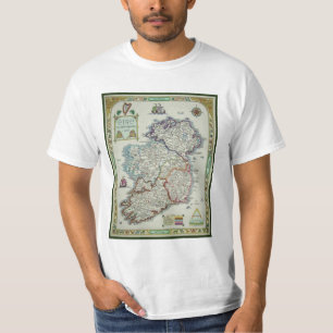アイルランドの地図-アイルランド人のエールエリンの歴史的な地図 Tシャツ