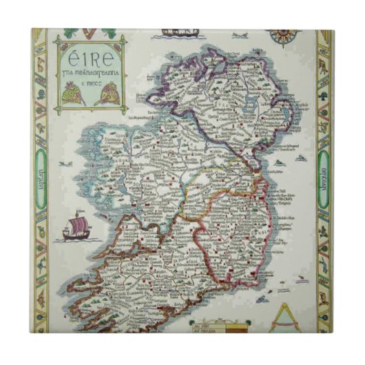 アイルランドの地図 – アイルランド・エイルエリンの歴史地図 タイル (正面)