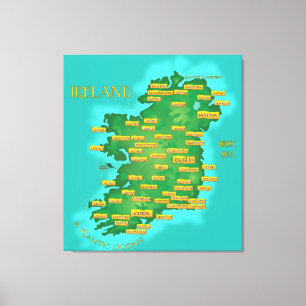 アイルランドの地図 キャンバスプリント