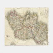 アイルランドの地図 フリースブランケット (正面(横))