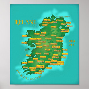 アイルランドの地図 ポスター