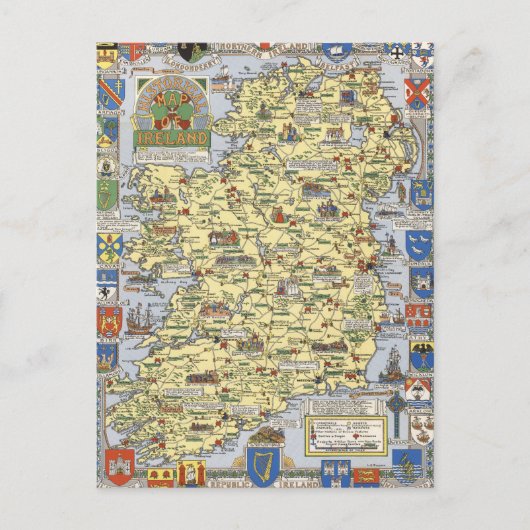 アイルランドの地図 ポストカード (正面)