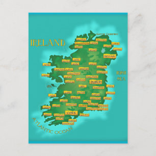 アイルランドの地図 ポストカード