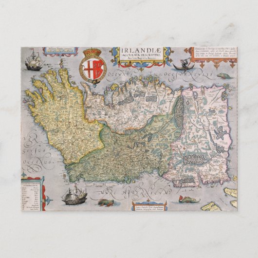 アイルランドの地図 ポストカード (正面)