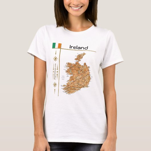アイルランドの地図+国旗+タイトルTシャツ Tシャツ (正面)