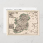アイルランドの地図(1876年) ポストカード (正面/裏面)