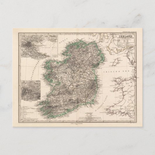 アイルランドの地図(1876年) ポストカード (正面)