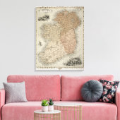 アイルランドの地図c.1850 （手彩色en） キャンバスプリント (インサイチュ (リビング))