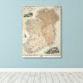 アイルランドの地図c.1850 （手彩色en） キャンバスプリント (インサイチュ (ウッドフロア))