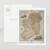 アイルランドの地図c.1850 (手彩色en) ポストカード (正面/裏面)