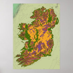 アイルランドの地形図 ポスター