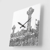 アイルランドの墓地が時計を横切る スクエア壁時計 (傾斜)