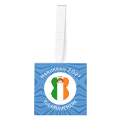 アイルランドの天使ハヌカの旗パーソナライズ キューブオーナメント (正面)