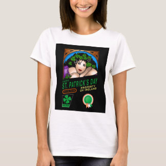 アイルランドの女性とレトロなデザインの聖パトリックの日 Tシャツ