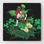 アイルランドの妖精の幸運 スクエア壁時計 (正面)