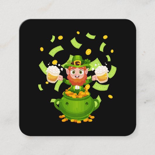アイルランドの妖精 聖パトリックの日 ビール スクエア名刺 (正面)