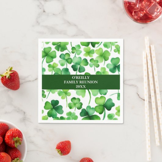 アイルランドの姓の水色シャムロック スタンダードカクテルナプキン (インサイチュ)