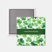 アイルランドの姓の水色シャムロック マグネット (正面/裏面)