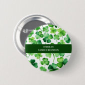 アイルランドの姓の水色シャムロック 缶バッジ (正面&裏面)