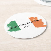 アイルランドの姓カスタム名フラッグカラー懇親会 ラウンドペーパーコースター (アングル)