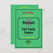 アイルランドの家族会一流の日付の緑の招待 セーブザデート (正面/裏面)