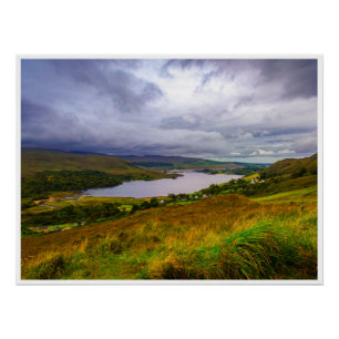 アイルランドの山と湖の壁画風景写真 ポスター