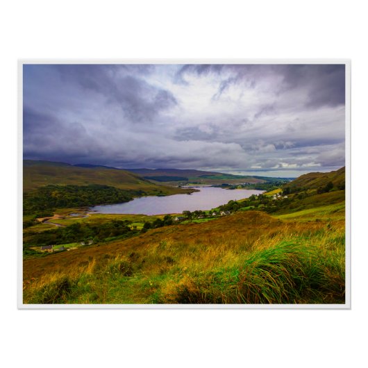 アイルランドの山と湖の壁画風景写真 ポスター (正面)