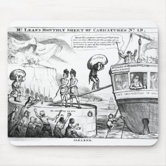 アイルランドの州についての風刺的な漫画 マウスパッド (正面)